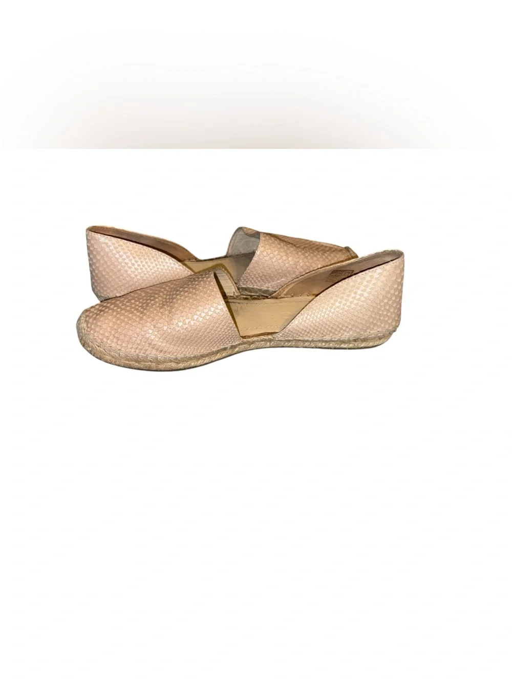 JIMMY CHOO Beige Pearl Embossed Snakeskin Leather Dreya D'Orsay Flat Espadrilles
